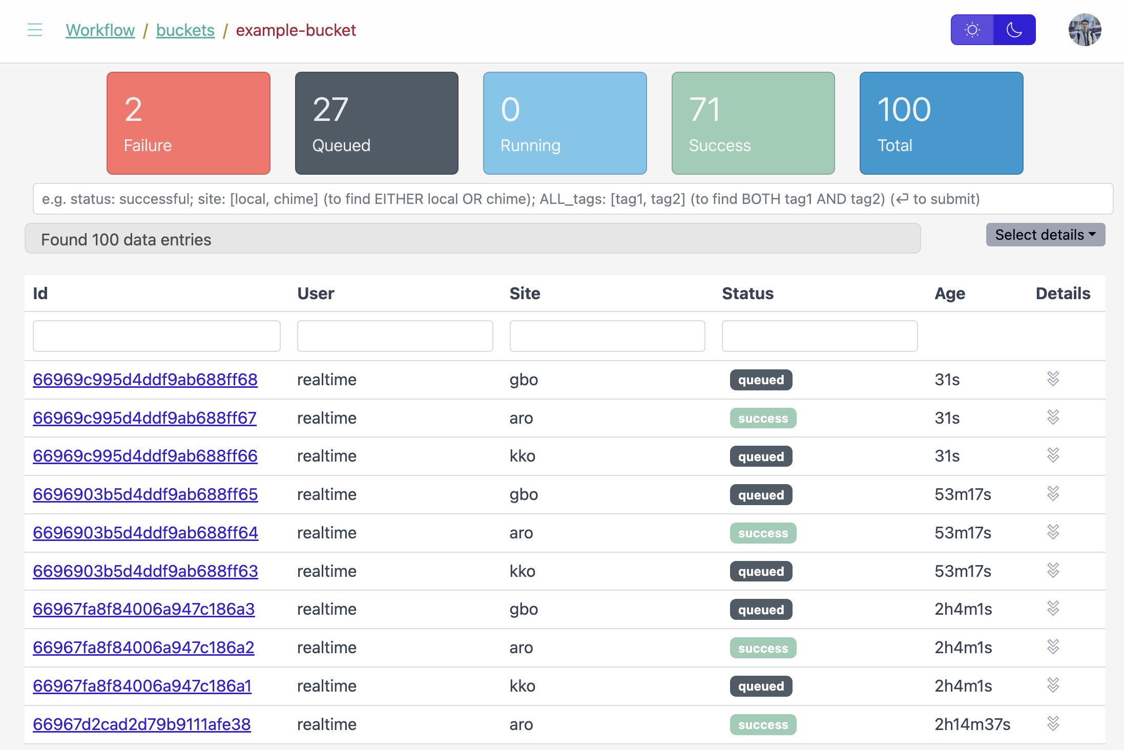 Pipeline specific page