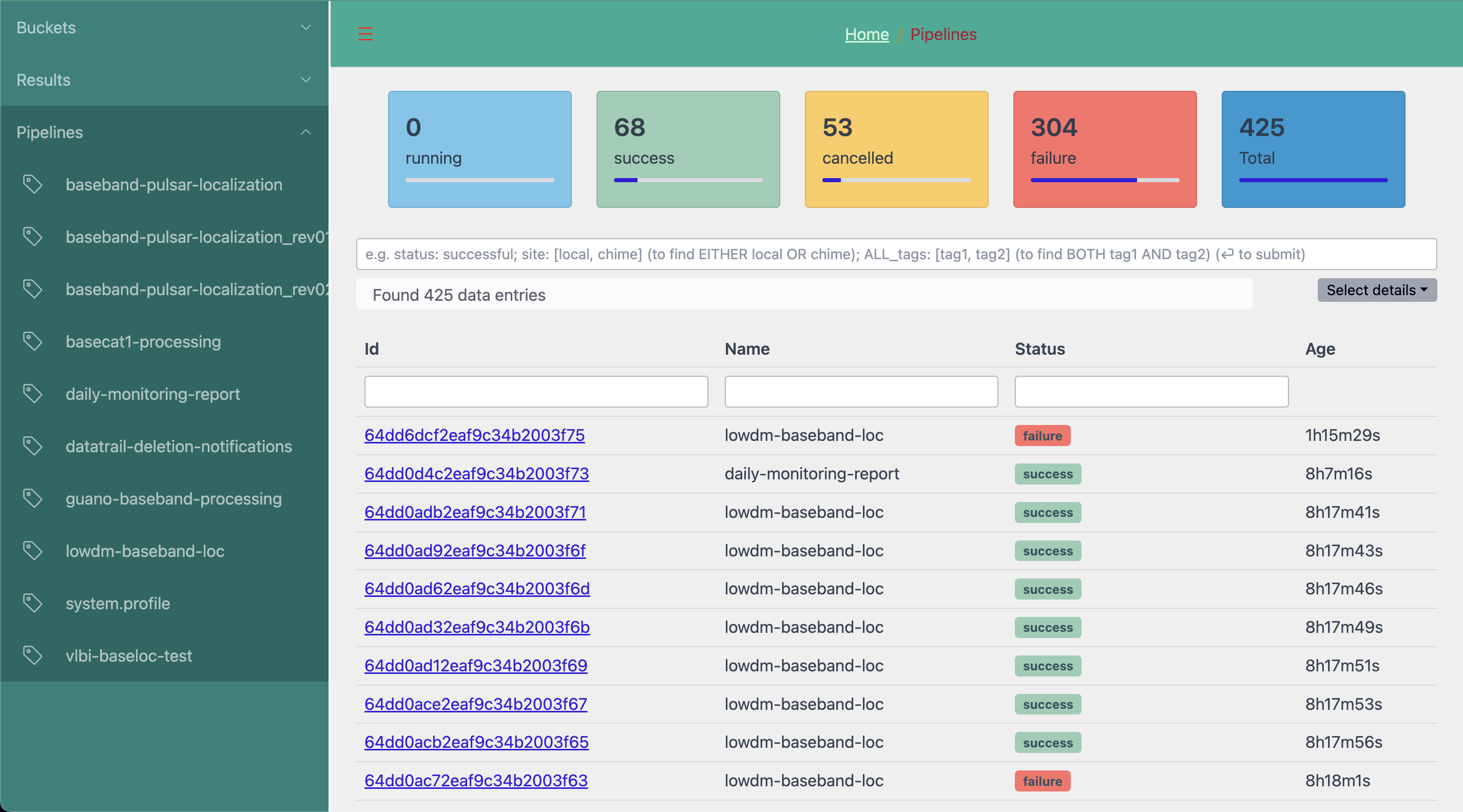 Workflow Pipelines Landing Page