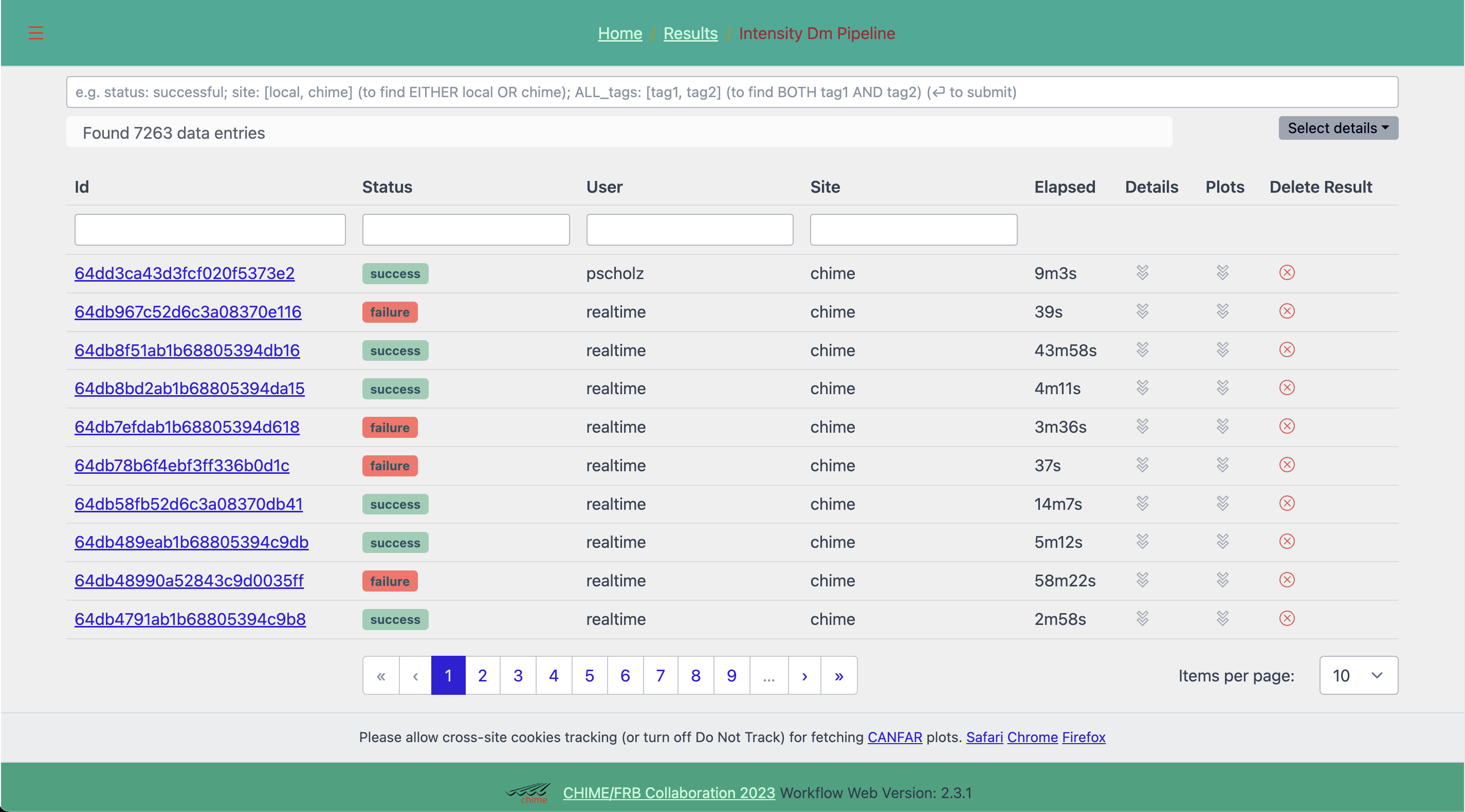 Pipeline specific page